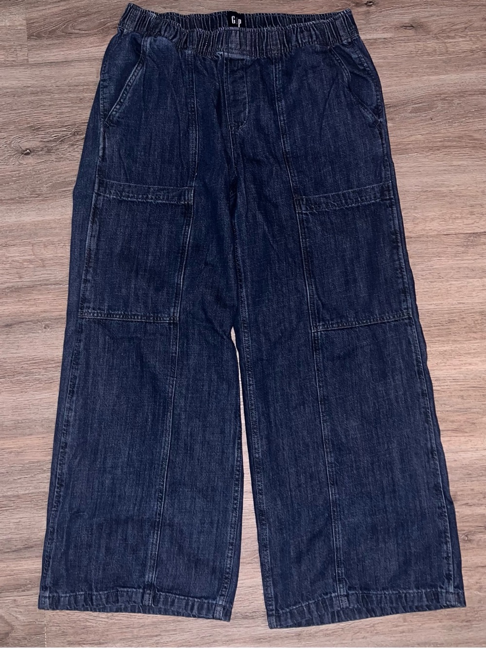 GAP Dark Navy Relaxed Wide-Leg Cargo Jeans